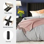 King Size Black Velvet Bed Frame with Wingback Headboard