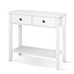 White Console Table with 2 Drawers and Shelf
