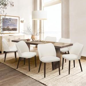 Beige Upholstered Dining Chairs Set of 6