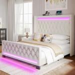 Rolanstar Queen Bed Frame with LED and USB Charging