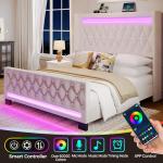 Rolanstar Queen Bed Frame with LED and USB Charging