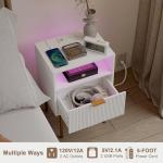 Modern Nightstand with Charging Station and LED Lights