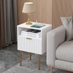 Modern Nightstand with Charging Station and LED Lights