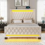 Rolanstar Queen Bed Frame with LED and USB Charging