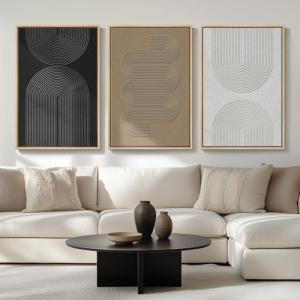 Large Framed Black and White Abstract Wall Art