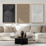 Large Framed Black and White Abstract Wall Art