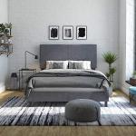 Gray Linen Full Upholstered Bed by DHP