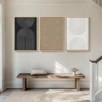 Large Framed Black and White Abstract Wall Art