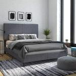Gray Linen Full Upholstered Bed by DHP