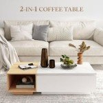 Sleek White & Oak Coffee Table with Storage Drawers