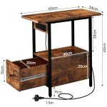 Kisfam Charging End Table with Drawer and USB Ports
