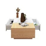 Sleek White & Oak Coffee Table with Storage Drawers