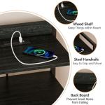 Black Nightstand with Charging Station and Storage