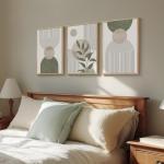 Sage Green Boho Wall Art Set, 3 Pieces