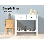 White Console Table with 2 Drawers and Shelf