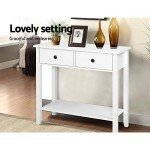 White Console Table with 2 Drawers and Shelf