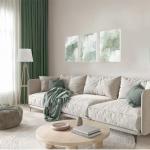 Sage Green Abstract Wall Art Set of 3