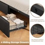 Rolanstar Black Queen Bed Frame with Storage and LED Lights