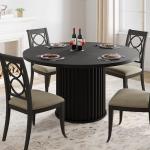 Black 47-Inch Round Dining Table for 4-6