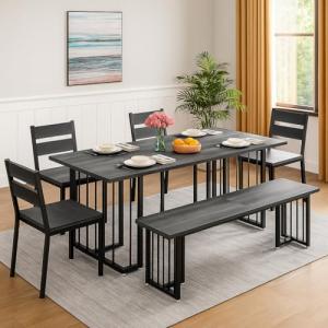 Large Farmhouse Dining Table Set for 6-8