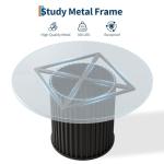 Black 47-Inch Round Dining Table for 4-6