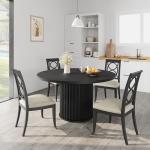 Black 47-Inch Round Dining Table for 4-6