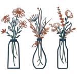 Metal Flower Wall Art Set - Rustic Farmhouse Decor