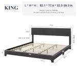 Adjustable Headboard King Size Faux Leather Bed