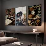 Black Girl Wall Art Set - 3 Canvas Prints