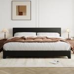 Adjustable Headboard King Size Faux Leather Bed