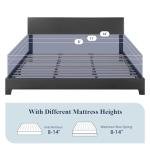 Adjustable Headboard King Size Faux Leather Bed