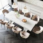 White Marble Extendable Dining Table for 8-10