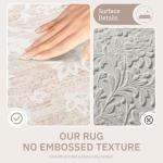 Beige Floral 8x10 Washable Area Rug