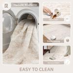 Beige Floral 8x10 Washable Area Rug