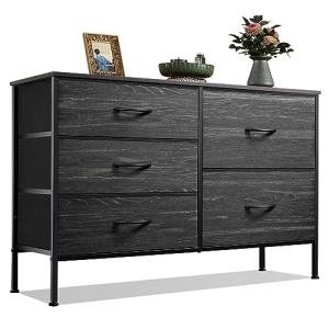 WLIVE 5-Drawer Fabric Dresser in Charcoal Black