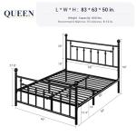 Victorian Style Queen Metal Bed Frame, Black