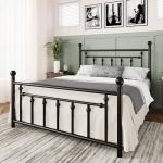 Victorian Style Queen Metal Bed Frame, Black