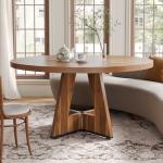 Round Dining Table for 4-6 with Wooden Base
