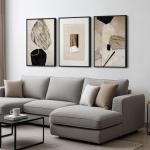 Set of 3 Neutral Abstract Canvas Wall Art