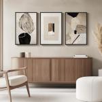 Set of 3 Neutral Abstract Canvas Wall Art