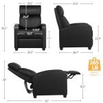 Yaheetech PU Leather Recliner Sofa with Lumbar Support