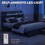 Full Size Bed Frame with Storage and LED Light