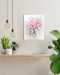 Pink Floral Canvas Art for Teen Bedroom Decor