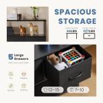 DUMOS Black TV Stand with 5 Fabric Drawers