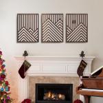 Set of 3 Modern Wooden Wall Sculptures
