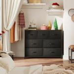 7 Drawer Dresser and TV Stand, Rustic Black