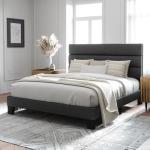 Queen Size Upholstered Bed Frame in Dark Grey