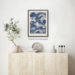 Vintage Japanese Blue Waves Canvas Wall Art 12x16