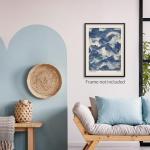 Vintage Japanese Blue Waves Canvas Wall Art 12x16