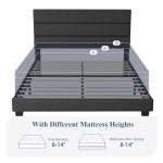 Queen Size Upholstered Bed Frame in Dark Grey